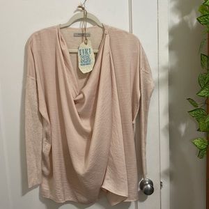 All Saints Erma Pink Cowl Neck Spring Sweater Blouse Small